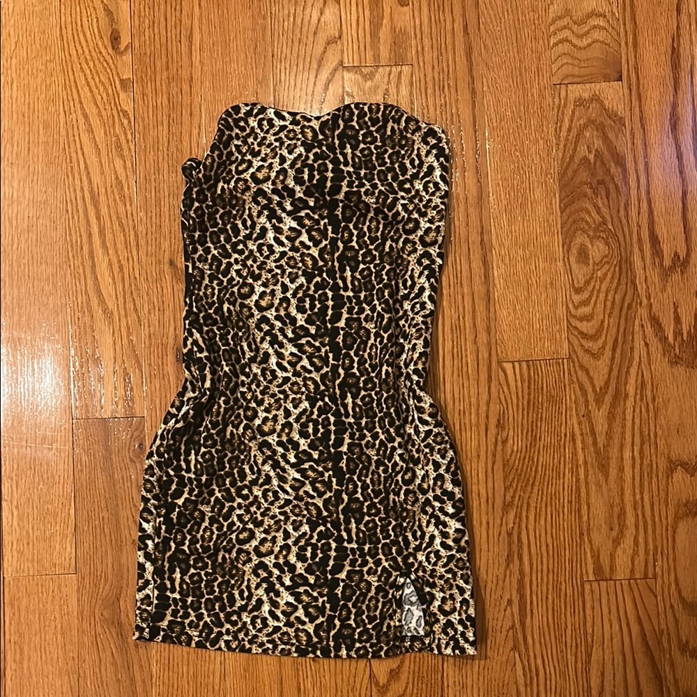 Leopard Print Strapless Dress